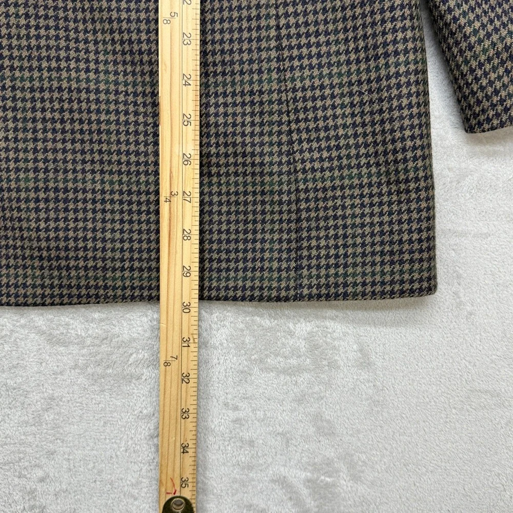VTG Chaps Ralph Lauren Sport Coat Men 44S Brown Houndstooth Virgin Wool Blazer